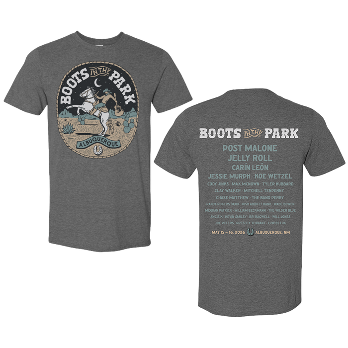 May 15 & 16, 2026 ABQ Boots In The Park - Desert Mustang Grey Tee