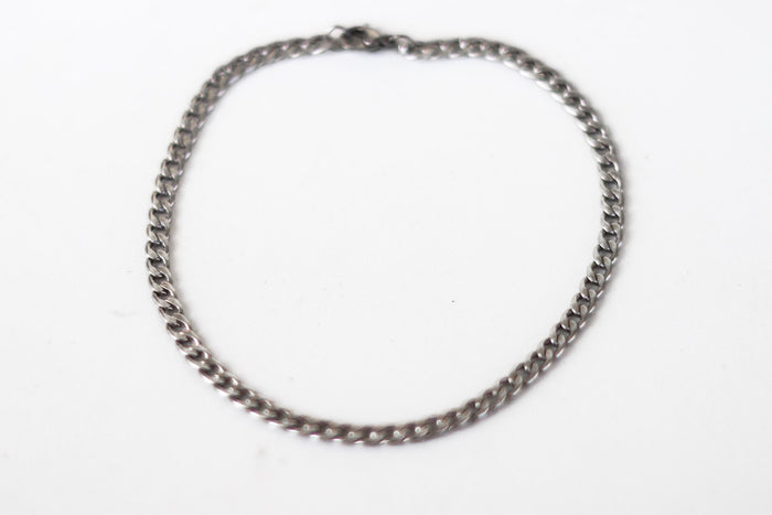 Men's ankle bracelet, silver tone link chain anklet for him