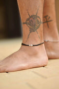 Men's anklet with a silver cross charm, black cord anklet - shani-adi-jewerly