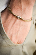 Men's bracelet with a silver skull charm and a brown cord - shani-adi-jewerly