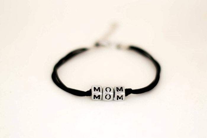 Mom bracelet, silver letters beads bracelet, mothers day gift - shani-adi-jewerly