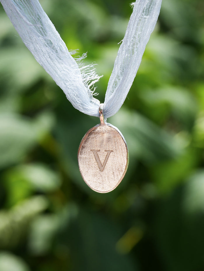 Moonlit Letters Oval Necklace