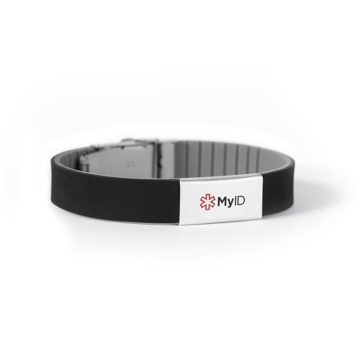 MyID Flex Silicone Medical ID Bracelet Black