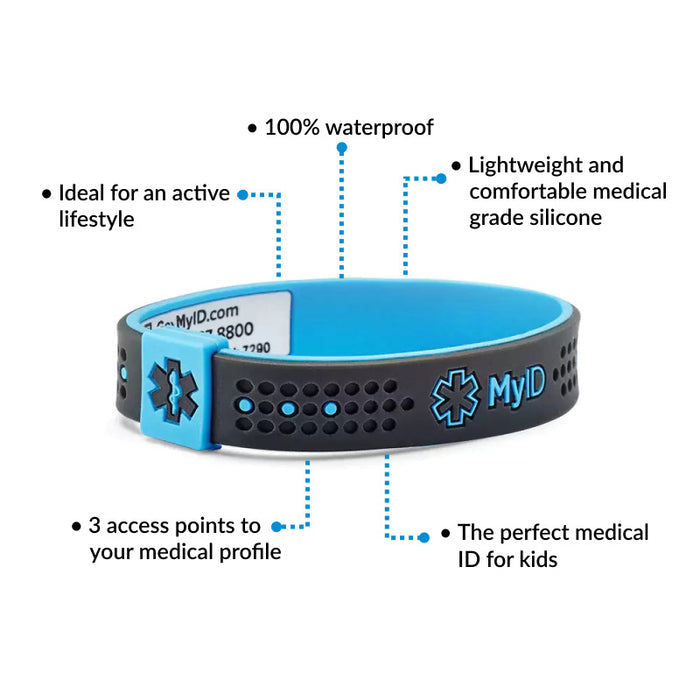MyID Sport Medical ID Bracelet Purple/White