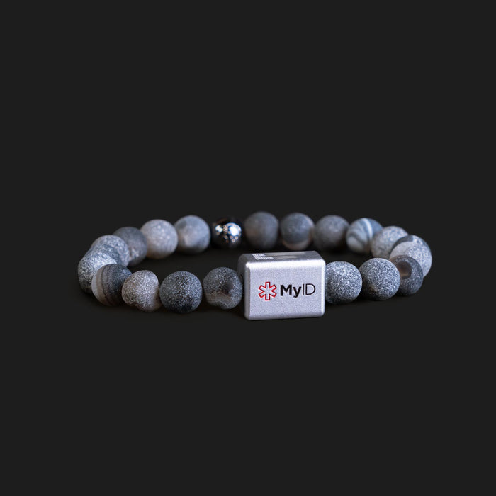 Natural Earth Geode Medical ID Bracelet