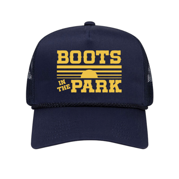 Navy & Yellow Sunset Trucker Rope Hat
