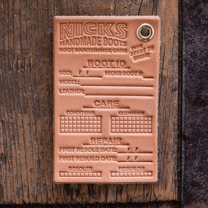 Nicks Maintenance Card – Track the Life of Your Nicks Boots