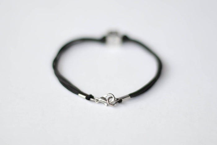 Number bracelet for men, black cord, personalised jewelry - shani-adi-jewerly