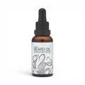 30ml sandalwood elemi lavender beard oil bottle with pipette lid on white background
