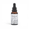 30ml ylang ylang sandalwood beard oil bottle with pipette lid on white background