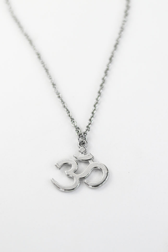 Om necklace for men, silver Yoga necklace for him