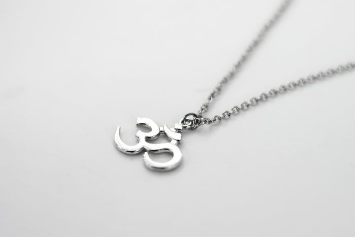 Om necklace for men, silver Yoga necklace for him