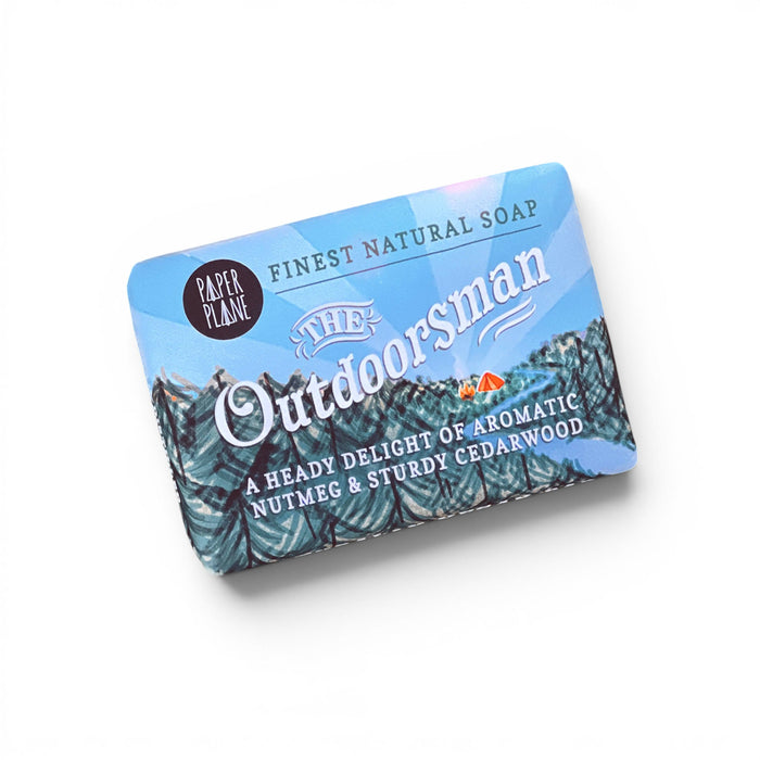 Paper Plane The Outdoorsman Soap 95g vegan soap bar on white background