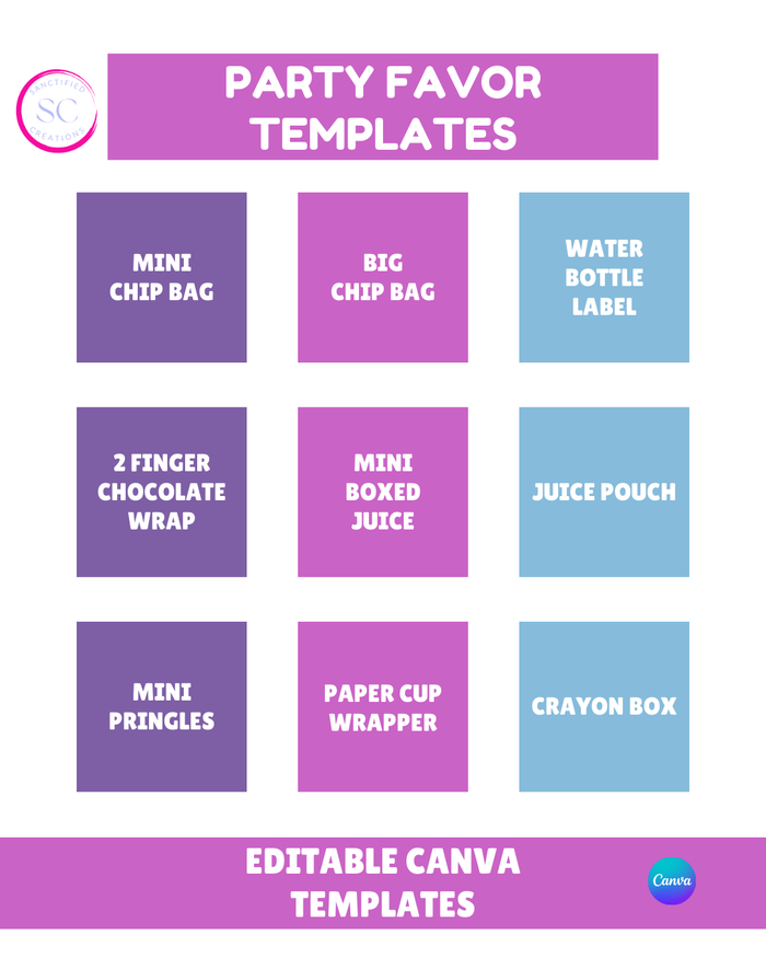 Party Favor Bundle – 10 Editable Templates + 20 Realistic Mockups