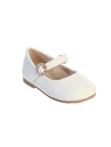 PATIENT LEATHER SHOES WITH RHINESTONE BUCKLE