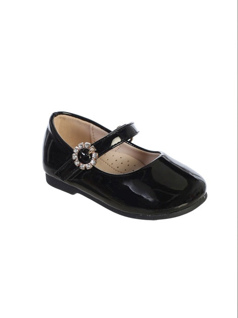 PATIENT LEATHER SHOES WITH RHINESTONE BUCKLE