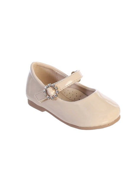PATIENT LEATHER SHOES WITH RHINESTONE BUCKLE