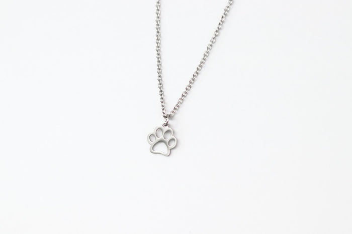Paw necklace for men, silver chain, gift for him, waterproof pet necklace, animal lovers, festival jewelry