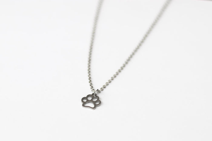 Paw necklace for men, silver chain, gift for him, waterproof pet necklace, animal lovers, festival jewelry