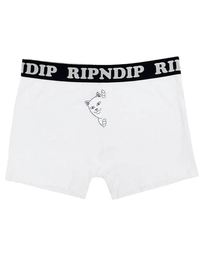 Peek A Nermal Boxer Shorts - White