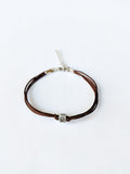 Personalised initial charm bracelet for women, brown cord - shani-adi-jewerly