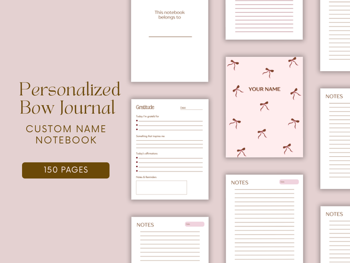Personalized Bow Journal – Custom Name Notebook
