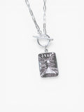 PINK AMETHYST PAPERCLIP CHAIN TOGGLE NECKLACE - My Store