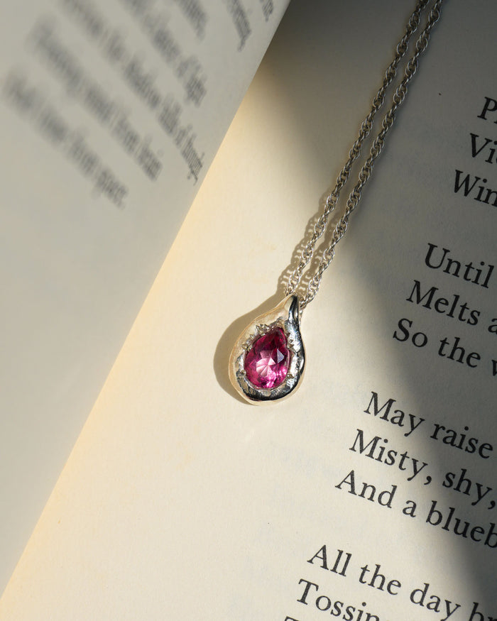 Pink Topaz Teardrop Necklace