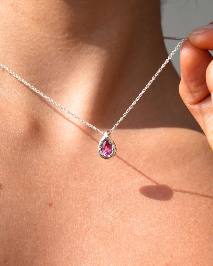Pink Topaz Teardrop Necklace