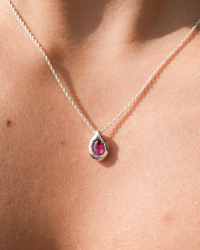 Pink Topaz Teardrop Necklace