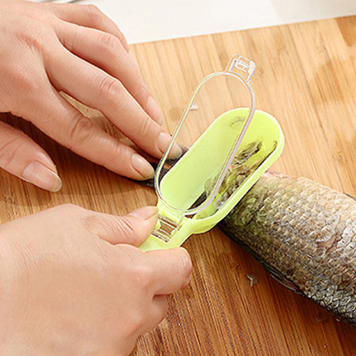 Plastic Scale Scraping Creative Labor-saving Scales Scraper Kitchen Gadget With Lid