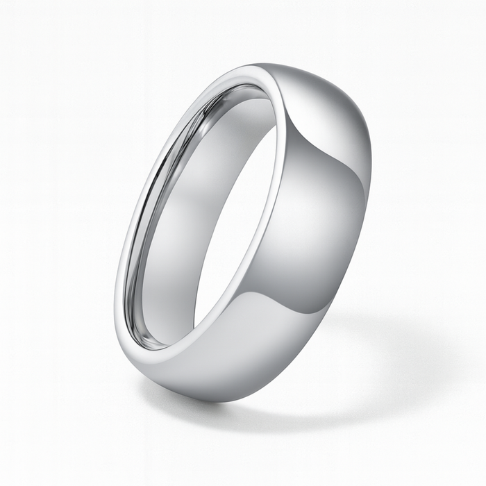 Polished tungsten ring with smooth rounded profile and mirror finish