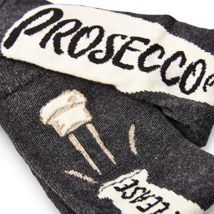 close up of prosecco please slogan on novelty socks