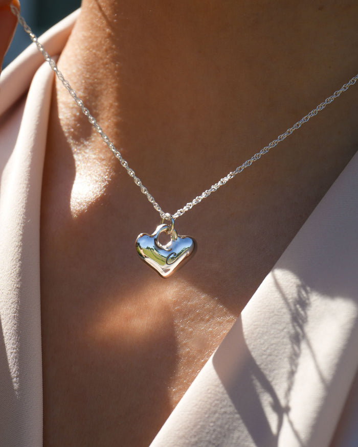 Puffy Heart Lock Necklace