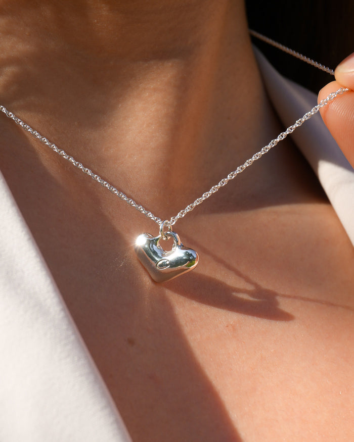 Puffy Heart Lock Necklace