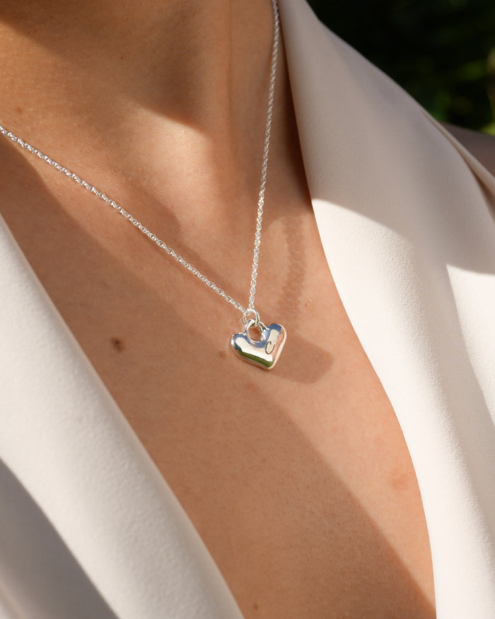 Puffy Heart Lock Necklace