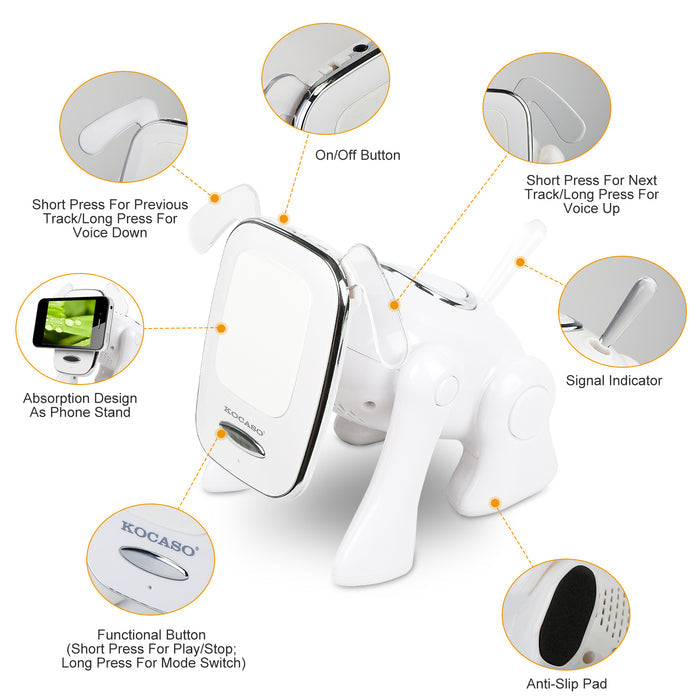 Puppy Dog Wireless Speaker Portable Mini Music Player Stereo Cute Animal Speaker With Built-In Mic FM Radio Stereo Bass MMC Card Slot USB Port For Cellphone Tablet