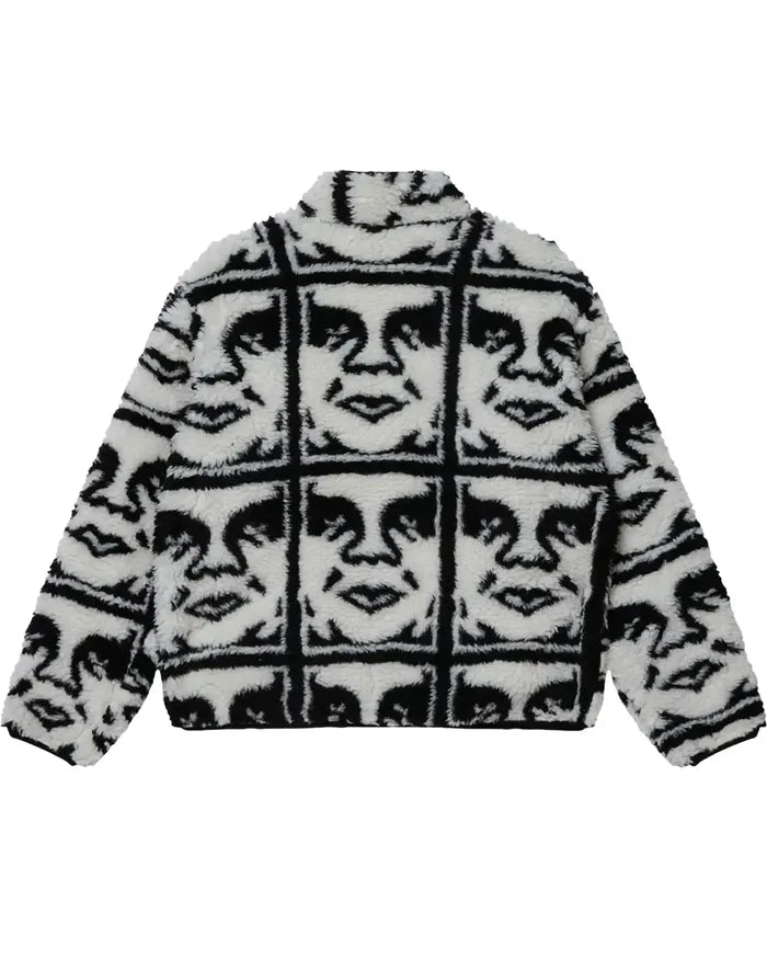 Repeated Icon Sherpa Jacket - Black/Multi