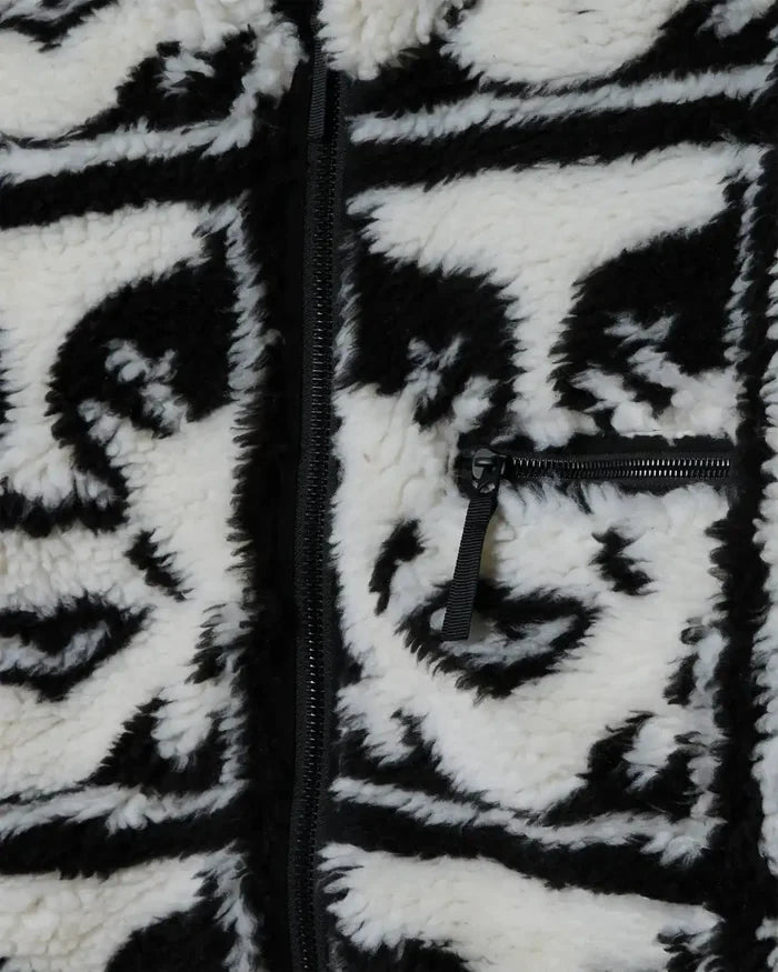 Repeated Icon Sherpa Jacket - Black/Multi