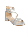 RHINESTONE SANDAL WITH ZIP UP BACK