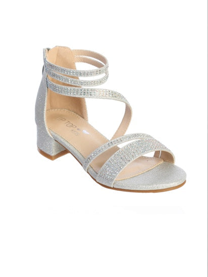 RHINESTONE SANDAL WITH ZIP UP BACK