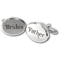 Rhodium Oval Brides Father Cufflinks