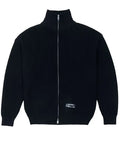 Rib Knit Fullzip Sweatshirt - Black