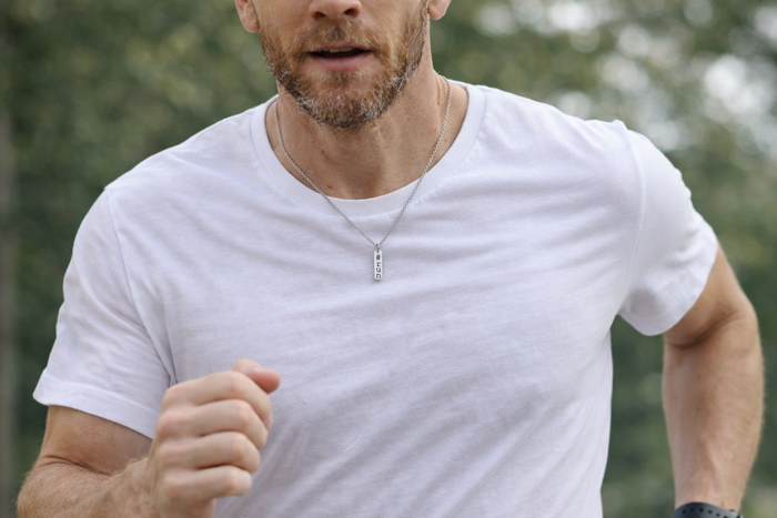 Run necklace for men, #run engraved, waterproof chain