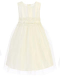 SATIN WITH TULLE AND SEQUIN DETAIL METALLIC LACE WAIST TRIM