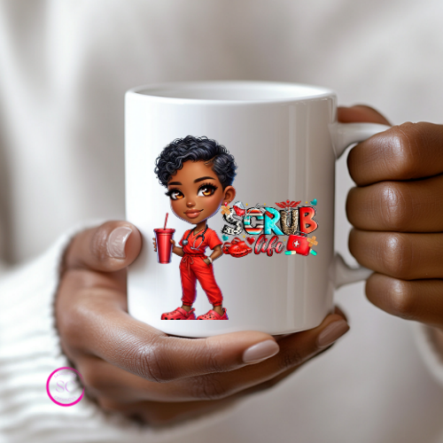 Scrub Life Nurse Ceramic Mug with UV DTF Wrap