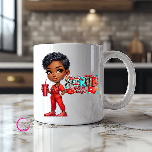 Scrub Life Nurse Ceramic Mug with UV DTF Wrap