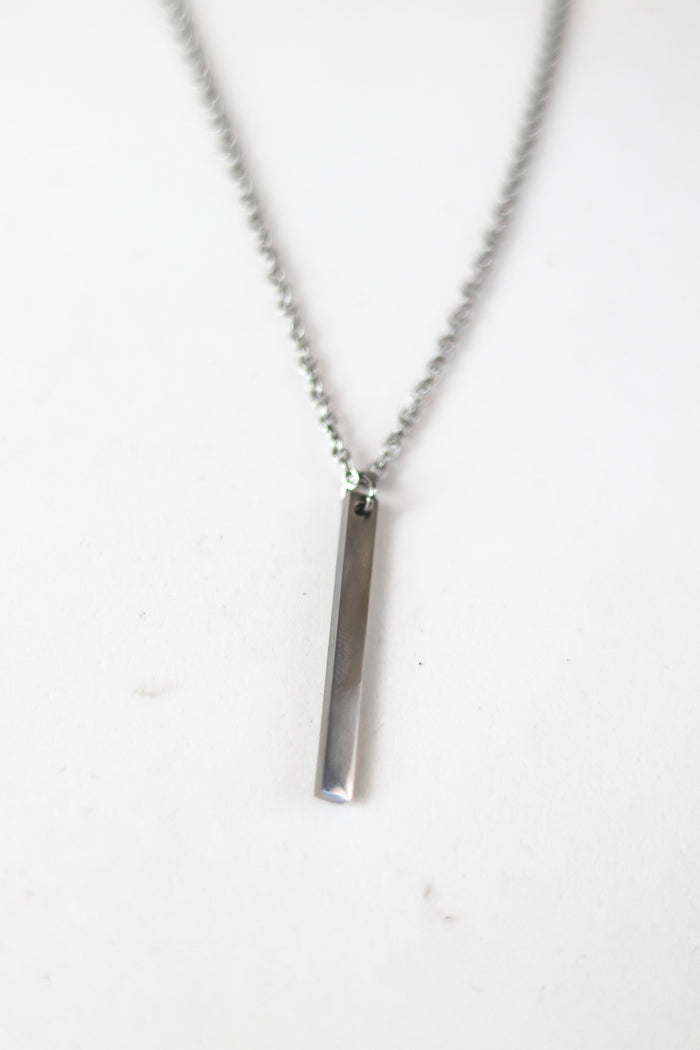 Silver bar necklace for men chain necklace waterproof gift for him