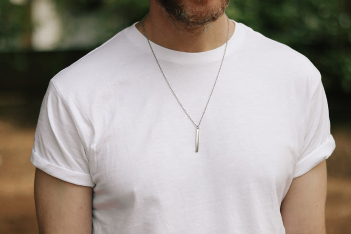 Silver bar necklace for men chain necklace waterproof gift for him