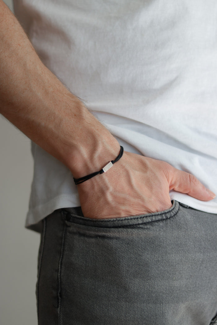 Silver bead bracelet for men, geometric jewelry - shani-adi-jewerly